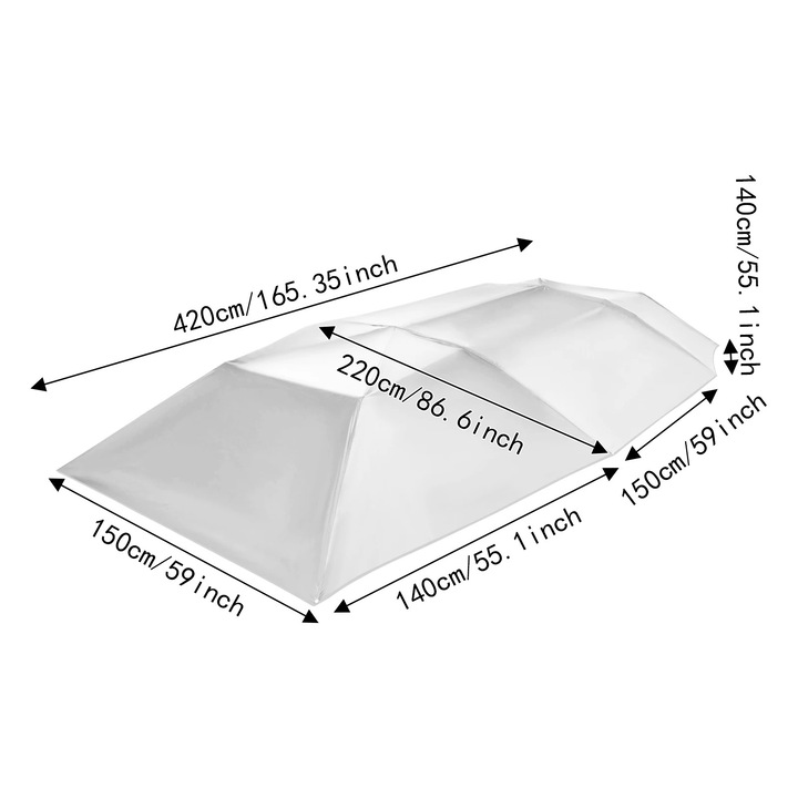 Полуавтоматична автомобилна защита, сгъваем дизайн, лесен монтаж, сребрист, 4.2м x 2.2м
