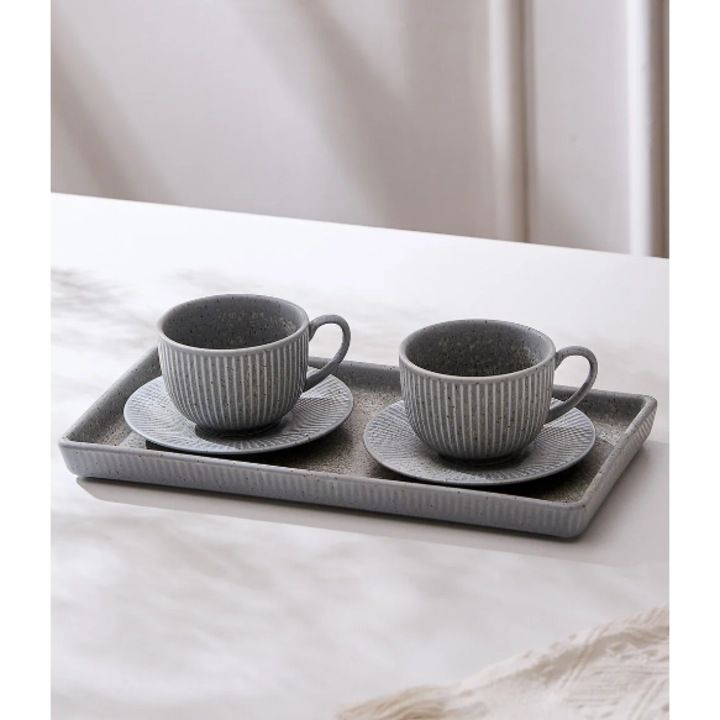 Set 2 cesti, 2 farfurioare si platou portelan