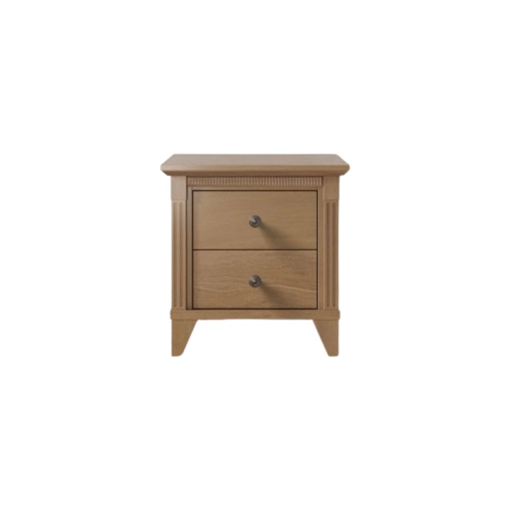 Noptiera Silva Furniture Edison, 2 Sertare, Lemn Masiv de Fag, Inchidere Soft-Close, Certificare Greenguard Gold, 69 x 53 x 64 cm