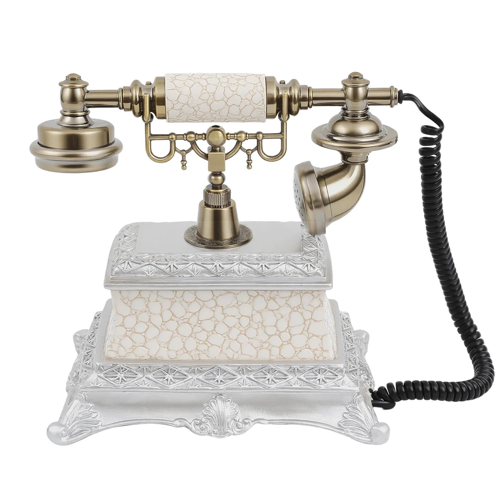Telefon fix cu fir, model retro, rasina, cu cadran cu taste, stil