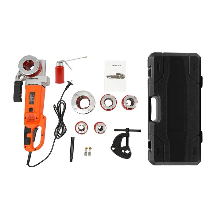 Masina electrica de filetare tevi, 2300 W, Portabila, 6 filiere 1, 27–5, 08 cm, Alimentare AC, Pentru metal