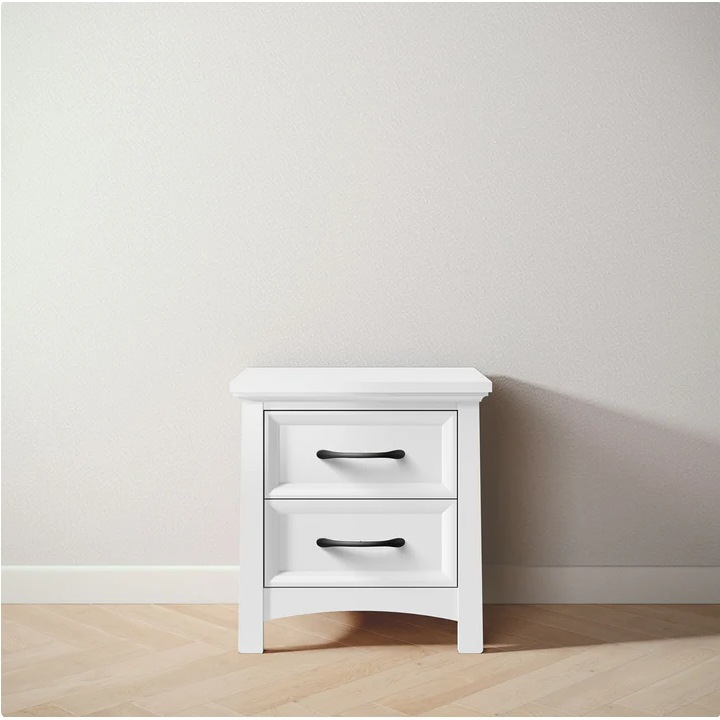 Noptiera Silva Furniture Serena, 2 Sertare, Lemn Masiv de Fag, Inchidere Soft-Close, Design Clasic Curbat, Certificare Greenguard Gold