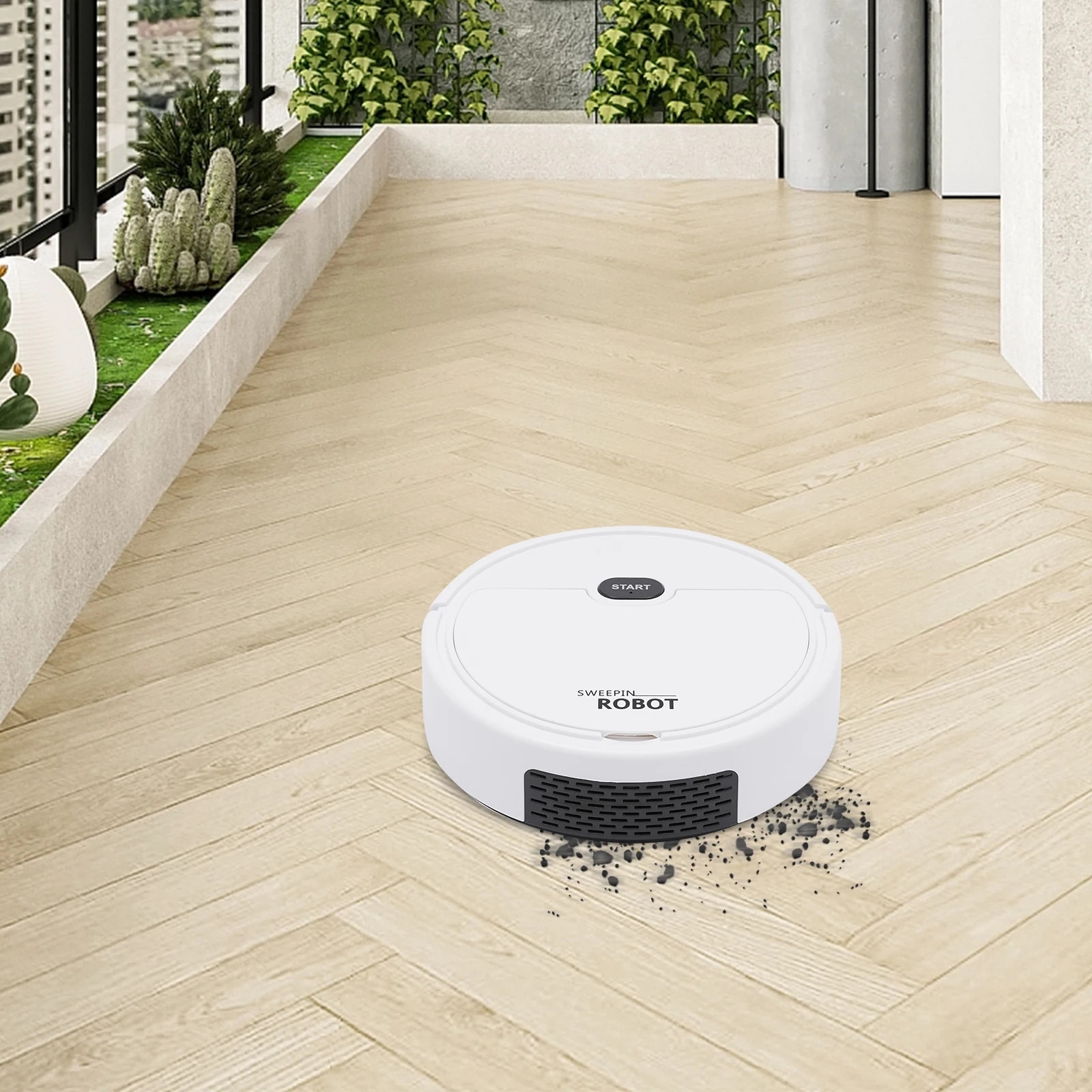 Aspirator robot 3 in 1, putere de aspiratie 500Pa, alb, dimensiuni compacte