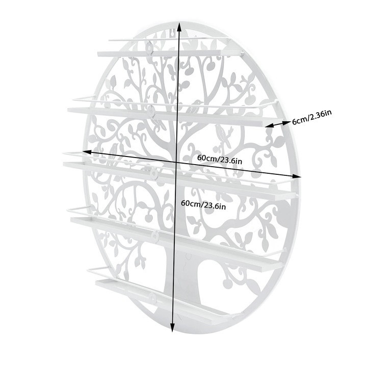 Стойка за лак за нокти, 5 нива, капацитет 60 бутилки, метал, 60x60x6 см, модерен дизайн