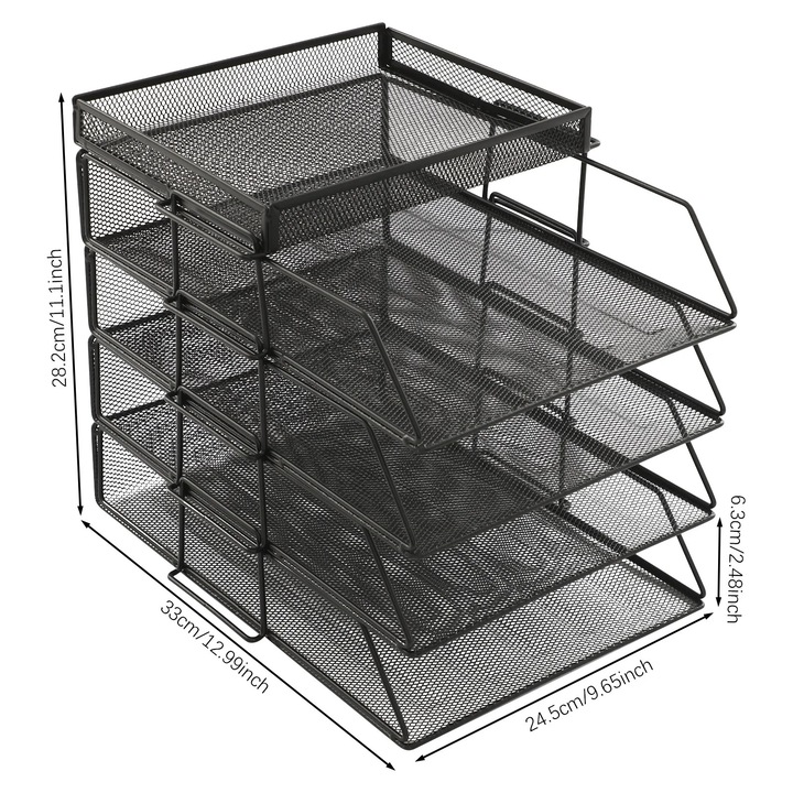 Suport documente, 5 niveluri, constructie din fier durabil, negru, 24.5x33x28.2cm
