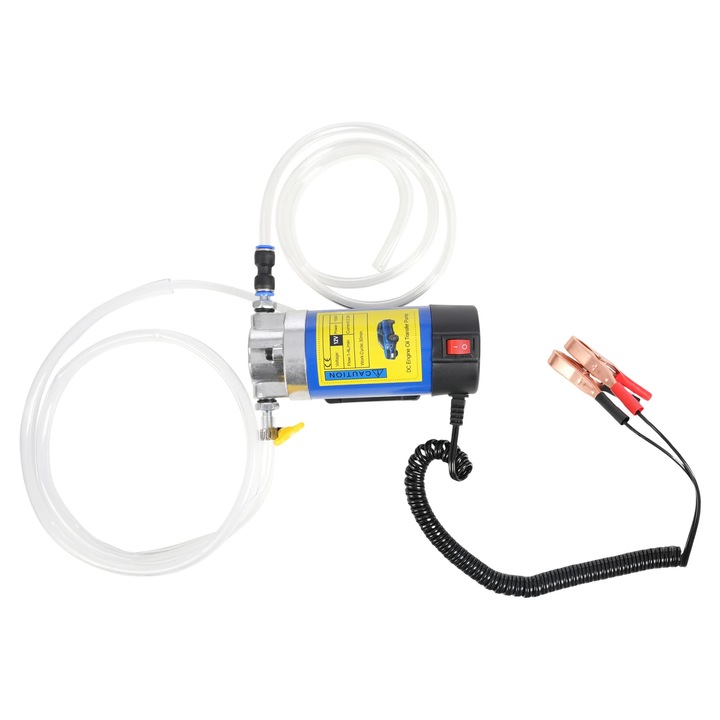 Hordozható olajszivattyú 12V, Elektromos üzemanyag-átadó szivattyú 100W, Áramlási sebesség 1–4 l/perc, 3 tömlő 1 m 6/8/10 mm, Autóhoz és hajóhoz