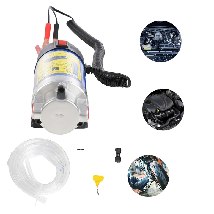 Помпа за източване на масло, 12V, 100W, 1-4 л/мин, 16x6x7 см, компактен дизайн