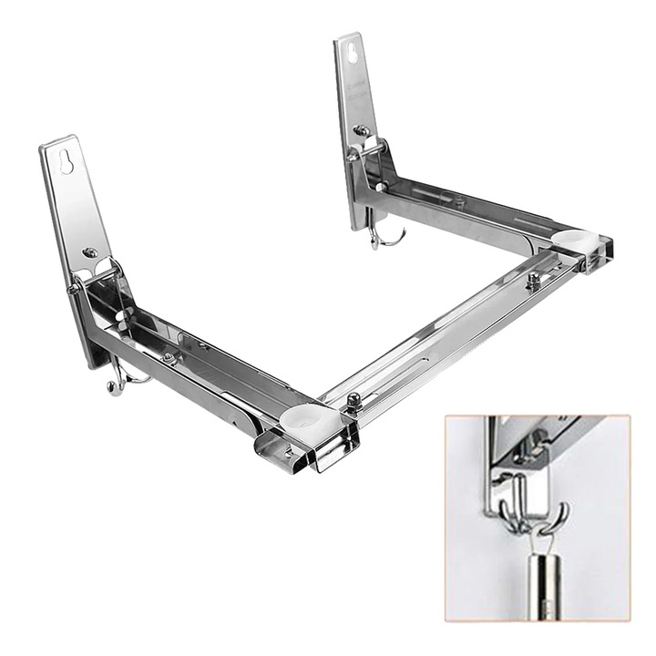 Raft pentru microunde, lungime ajustabila, design pliabil, argintiu, 22x40cm