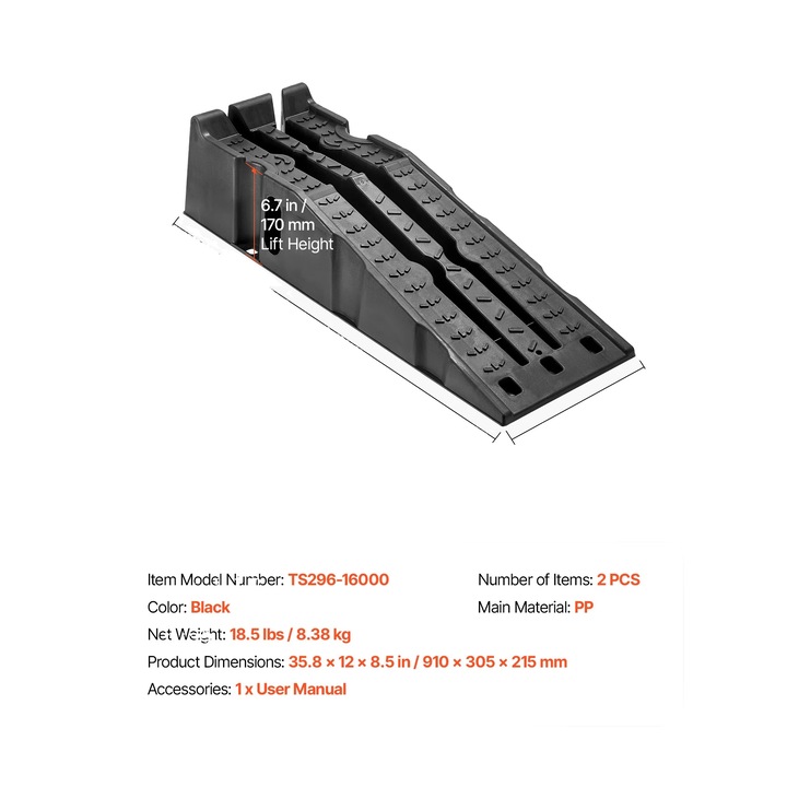 Rampa auto, design low profile, 6.6inch, set 2 bucati, capacitate 4536 kg