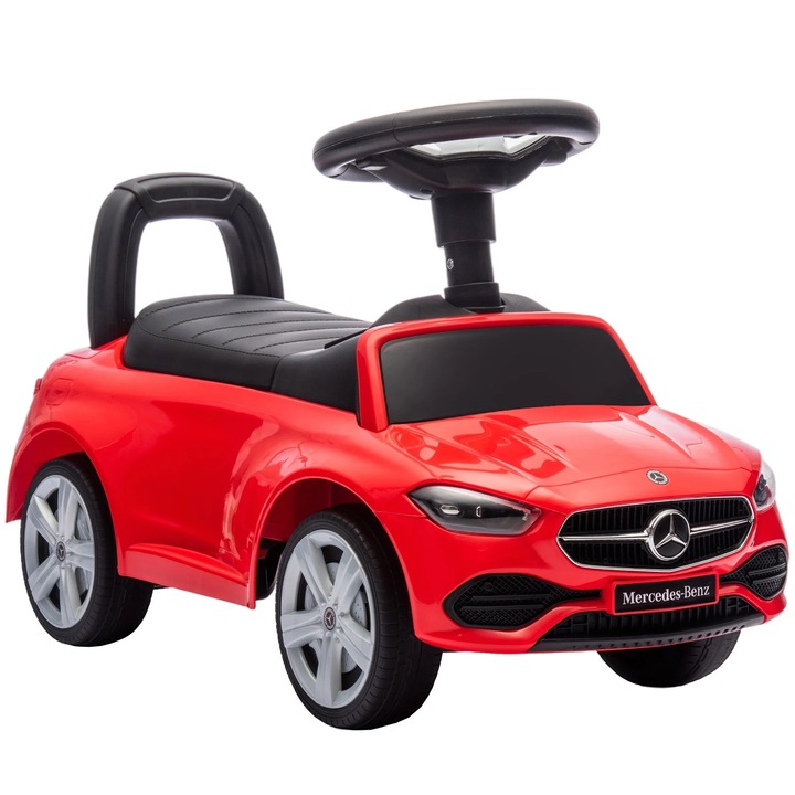 Masinuta de impins pentru copii, Masina ride-on, Varsta 18–36 luni, Claxon si sunete motor, Spatiu de depozitare, Patru roti, Dimensiune 65×28×39 cm, Plastic, Rosu