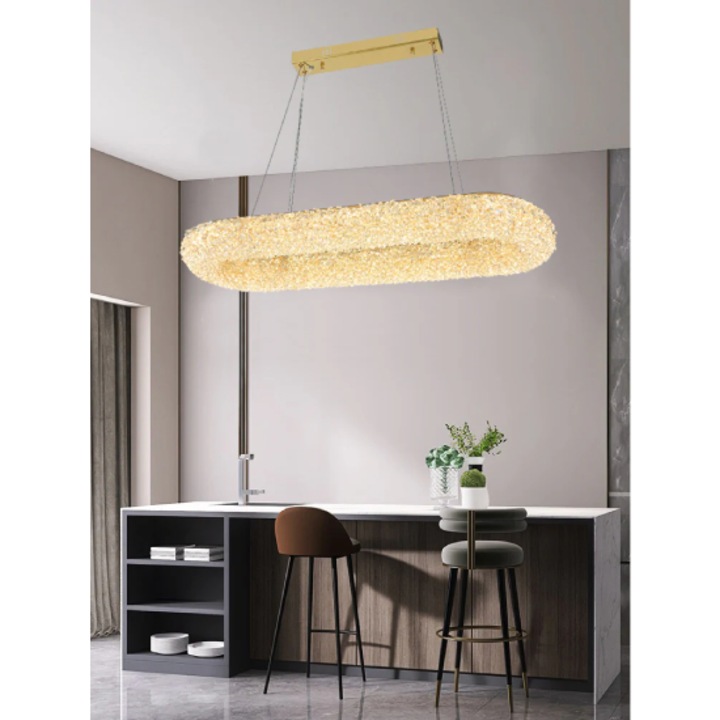 Candelabru LED 75W Snow, 80x30cm, Auriu, cu Telecomanda