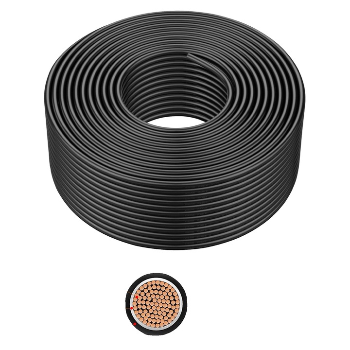 Cablu solar, conductor cupru, izolatie PVC, negru, 10 AWG, 100m