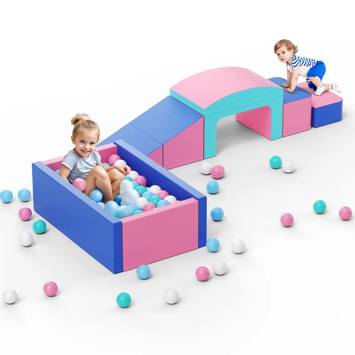 Set 9 piese blocuri softplay din spuma, pentru interior, galben, sub 3 ani