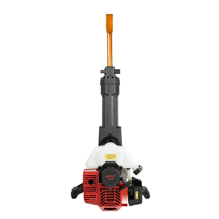 Ciocan demolator pe benzina, Motor 52 cc 2 timpi, Energie de impact 20–55 J, Putere 1900 W, Turatie 6500 rot/min, Dalta ascutita si lata, Negru