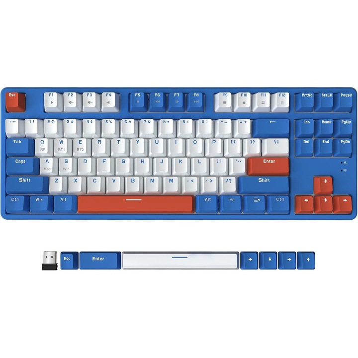 Геймърска безжична клавиатура AJAZZ AK871 75% - Двоен режим Bluetooth/2.4GHz