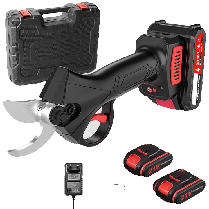 Foarfeca electrica de taiere, 21V, motor fara perii, cu 2 baterii, 30x9x26cm