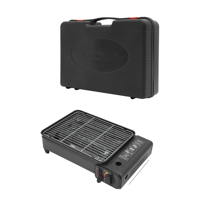 Преносим грил, черен, лек дизайн, регулируем контрол на температурата