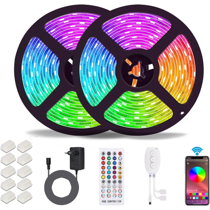 Banda LED ALED LIGHT Bluetooth 10m, Impermeabila IP65, RGB 5050, Control Smart