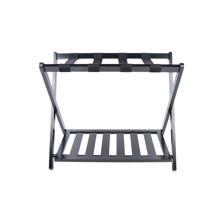Suport pentru bagaje pliabil, 2 straturi, negru