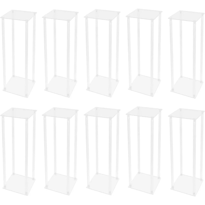 Suport flori, design elegant, constructie acrilica durabila, alb, set 10 bucati, 60x18cm