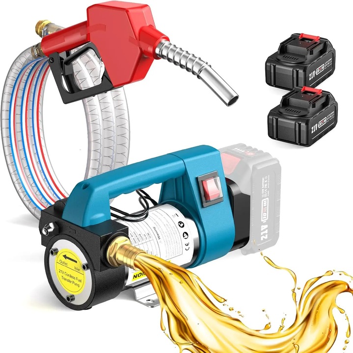 Pompa de transfer combustibil, motor fara perii, operare automata, set cu 2 baterii, 5x8x5 inch