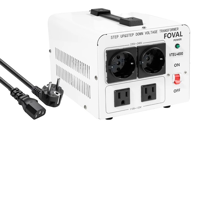Transformator de tensiune, VTEU-4000W, alb, 4000W, 110V-220V