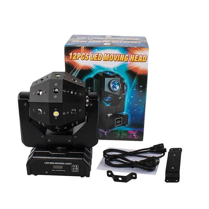 Echipament de iluminat, Beam scanner 16X3W, control DMX, efecte de lumina dinamice, 21.5x16.5x32cm, 4.8kg