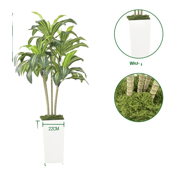 Műnövény Dracaena, 120cm, élethű design, könnyen karbantartható