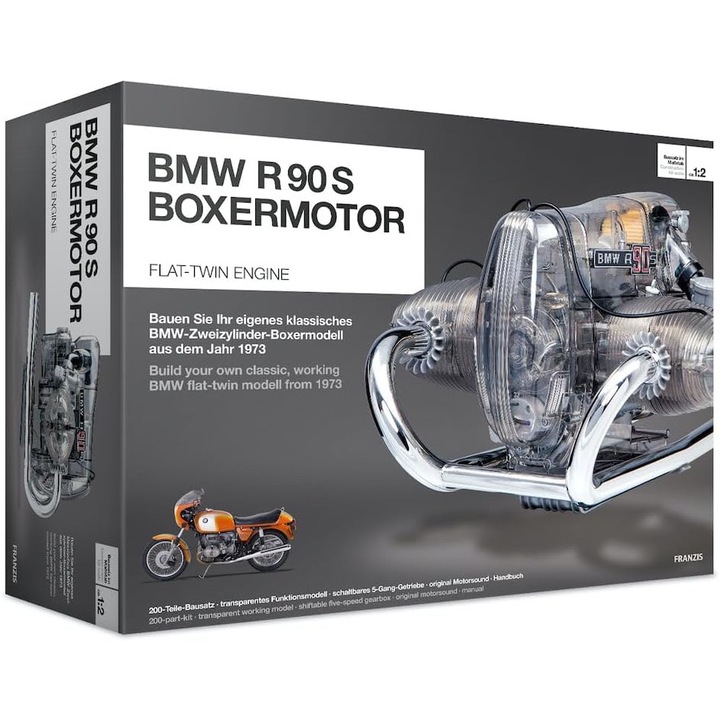 Kit Model Motor BMW R 90 S Boxer, Franzis 67009, Peste 200 Piese