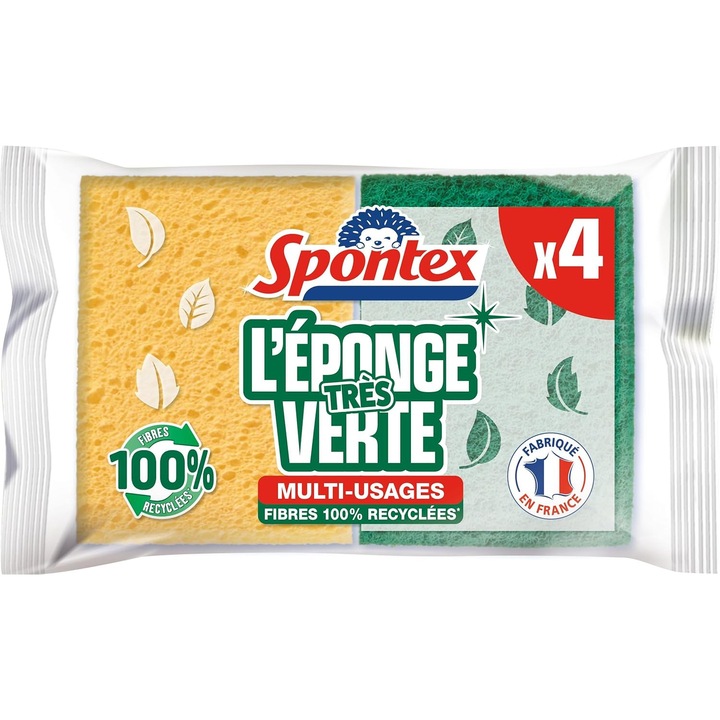 SPONTEX Burete Verde - 4 Burete Abrasivi - Economic