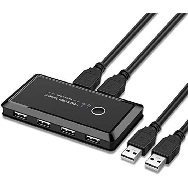 USB 2.0 KVM Kapcsoló, 2 Portos, 4 Eszköz Megosztásához