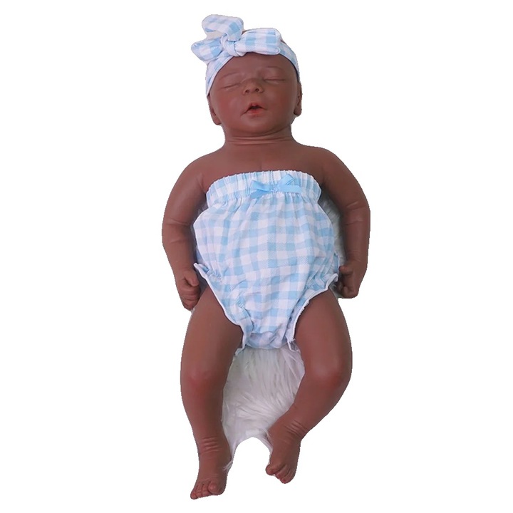 Кукла Reborn, реалистичен вид, мек силиконов материал, кафяв цвят, 46 см