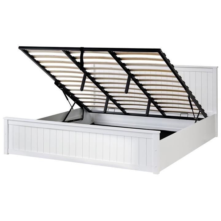 Ágyneműtartós ágy Fenyő LAMBRES 180 x 200 cm Fehér