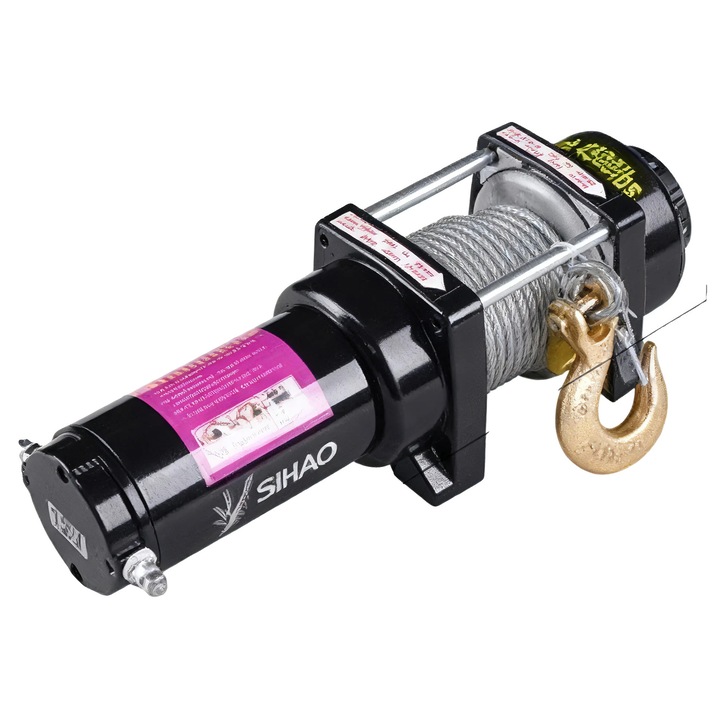 Winch ATV, 4500 lbs capacitate de tragere, control wireless si cu fir, cablu de otel