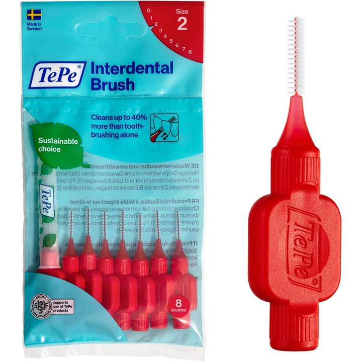 Periute Interdentare TePe Original, 0.5 mm, Rosu, 8 buc