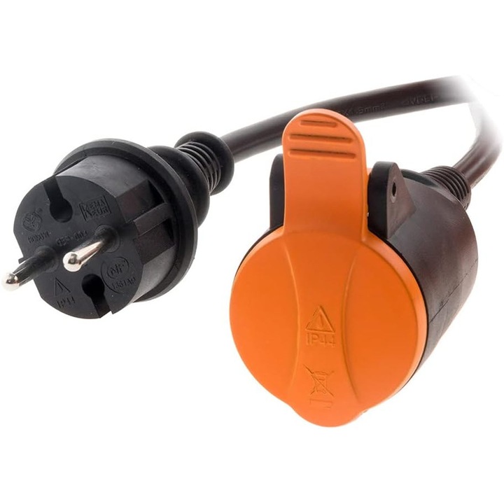 Prelungitor Zenitech 2P H05VV-F 2x1, 5 mm², 25m, Portocaliu