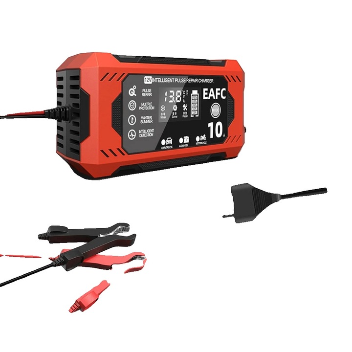 Redresor auto, 10A, incarcare automata, protectie multiple, 150x85x62mm