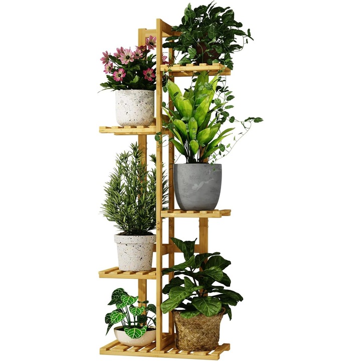 Suport Flori Bambus 5 Nivele - Decor Interior/Exterior
