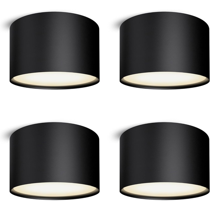 Spot Lumina Plafon LED Negru Mat 4 Bucati 6W Alb Cald