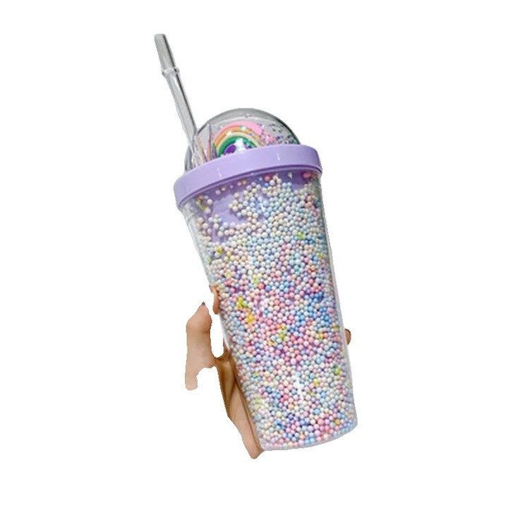 Бутилка за вода, 0.55L, екологичен дизайн, лилава, за многократна употреба