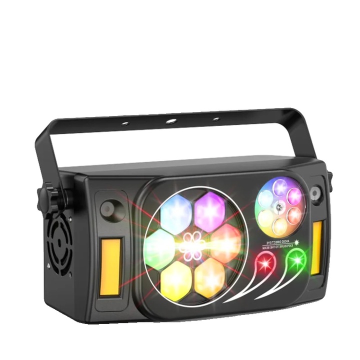 Lumina de petrecere, efecte LED, control DMX, 80W, multicolor, priza EU