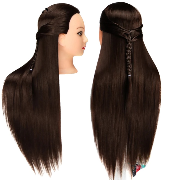 Cap manechin pentru coafura, fibra sintetica de inalta temperatura, set unitar, 26-28 inch