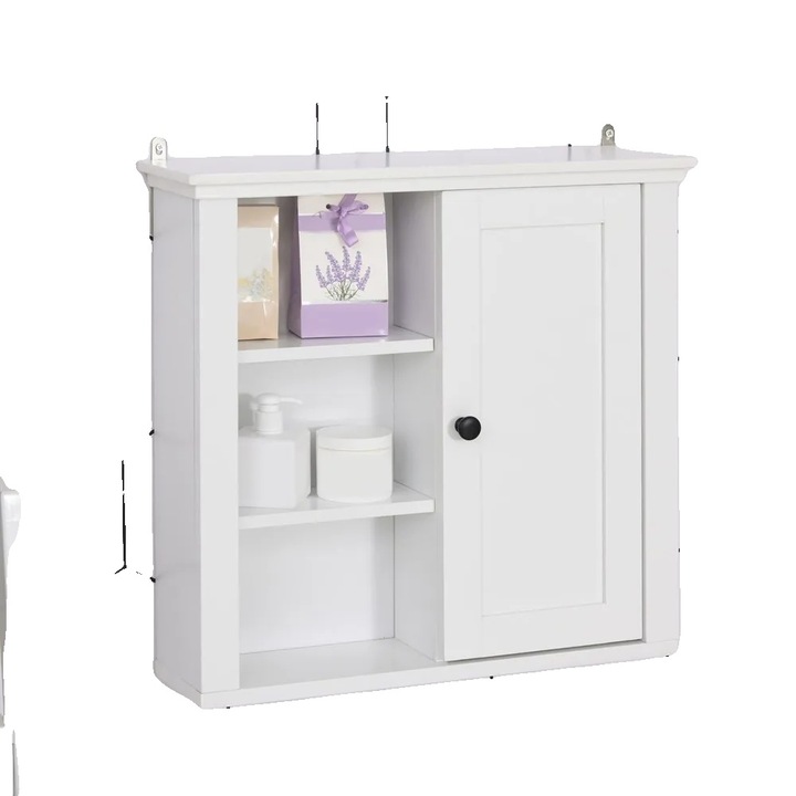 Cabinet baie, 3 nivele, usa glisanta, 53x14.5x50.5cm, lemn compus