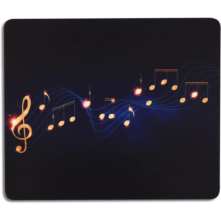 Mouse Pad Mic, Design Muzical, 24x20 cm, Albastru Marin