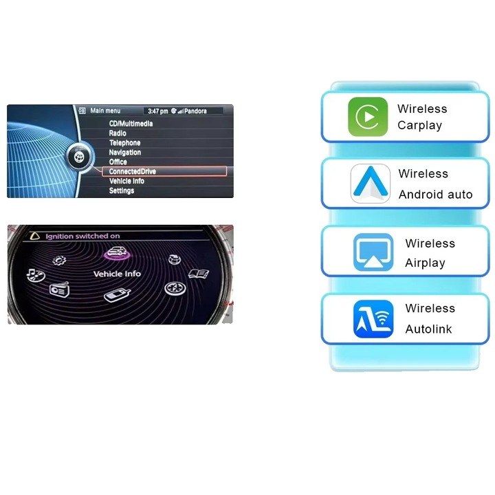 Decodor CarPlay si Android Auto, Functionalitate Wireless, Instalare Usoara, sistem CIC