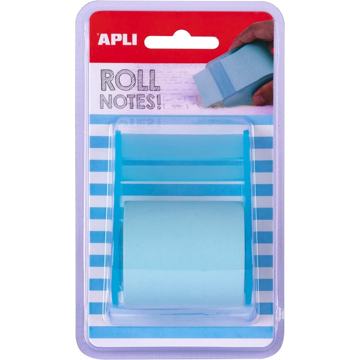 Dispensator APLI Note Adezive 50mm x 8m Albastru Pastel