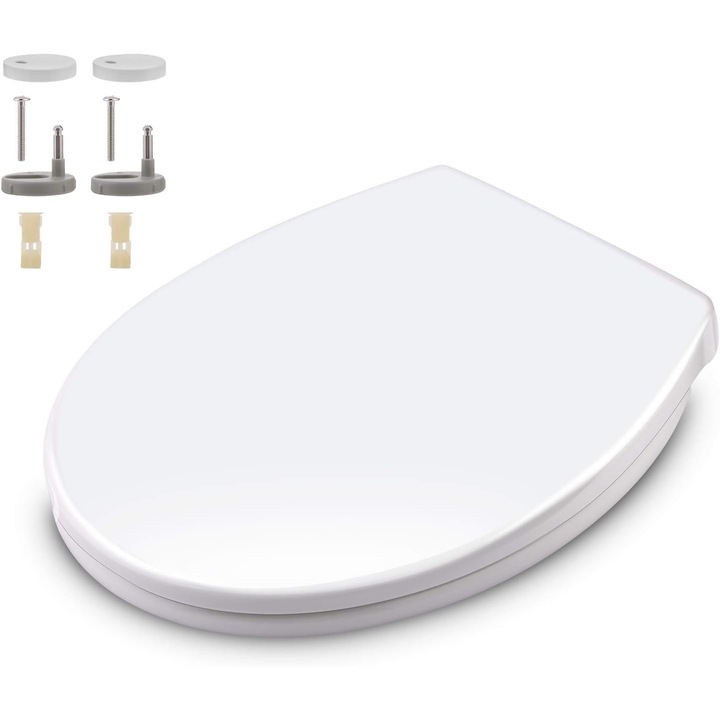 Capac WC O-Forma, Soft Close, Demontare Rapida, 446x371x57mm