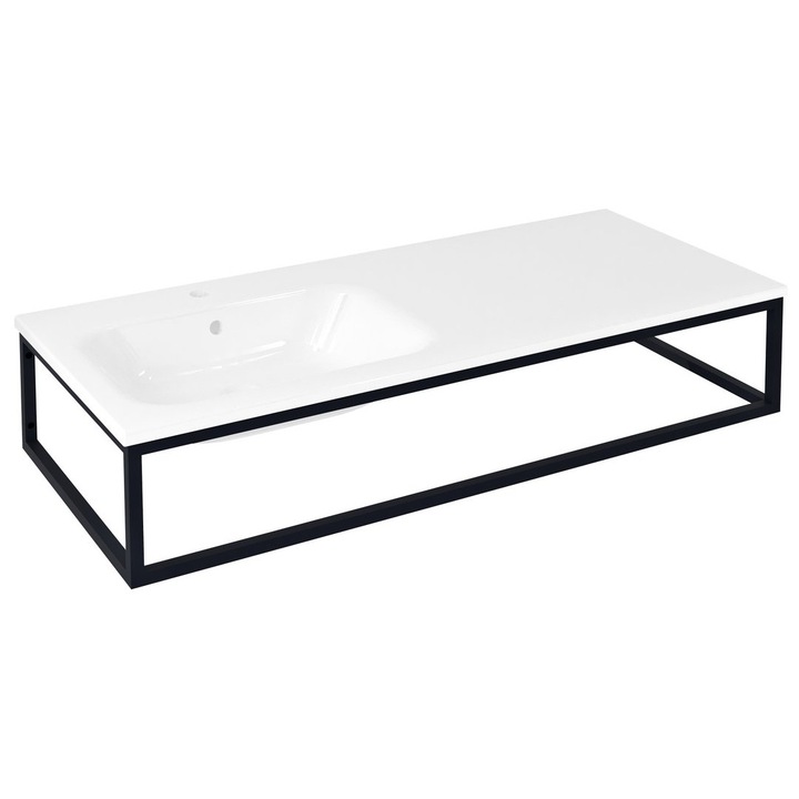 Consola pentru chiuveta Sapho SKA, 119,7x22x51cm, neagra mata, set montaj inclus