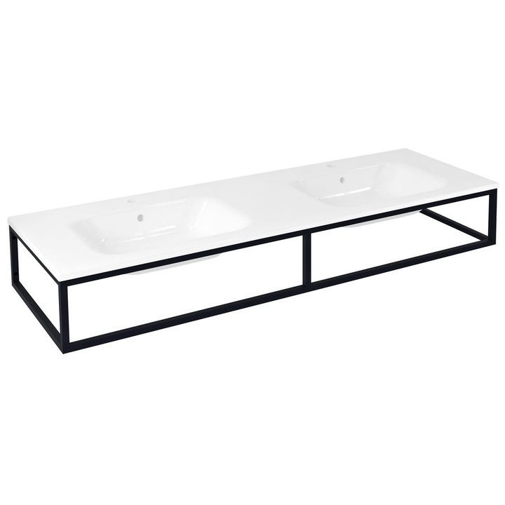 Consola pentru chiuveta Sapho SKA, 160x22x51cm, neagra mata, set montaj inclus