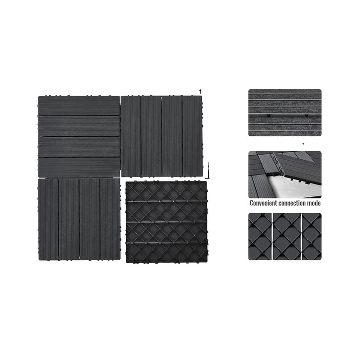 Összekapcsolható kültéri padlólapok, 54 darab, szürke, vízálló, csúszásmentes felület